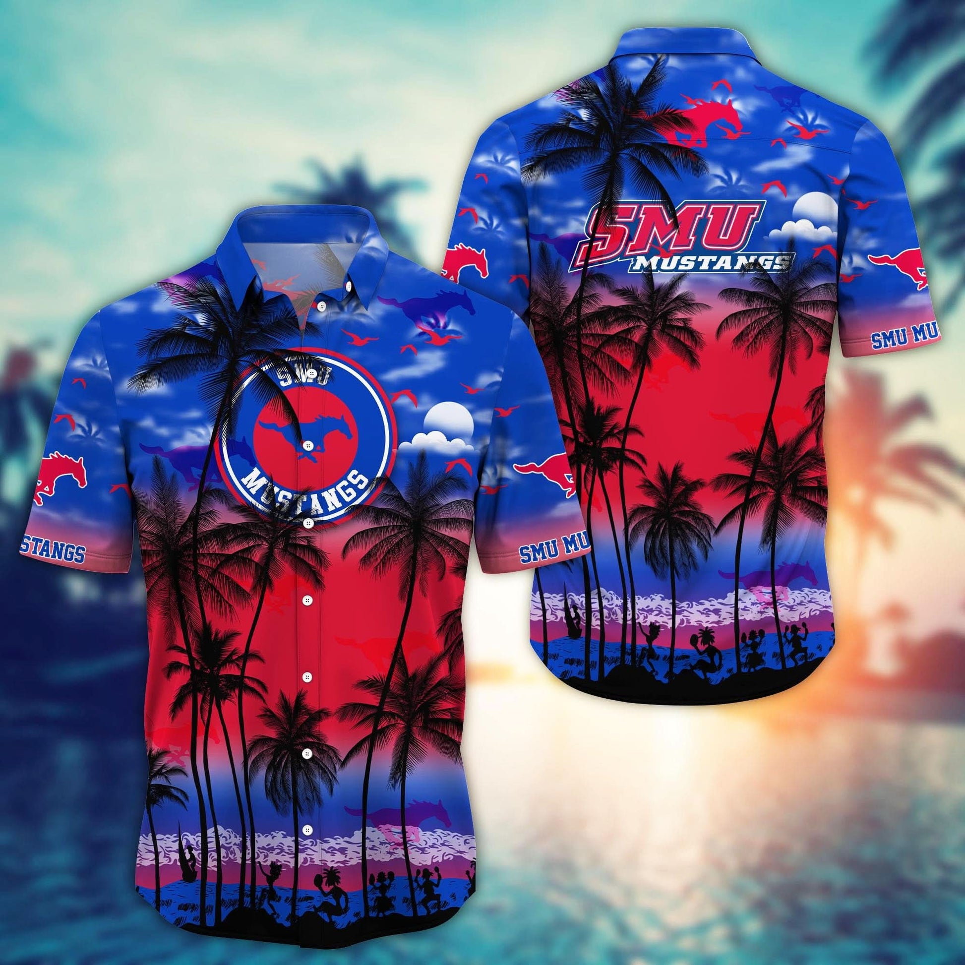 SMU Mustangs - Trending Aloha Shirt Summer