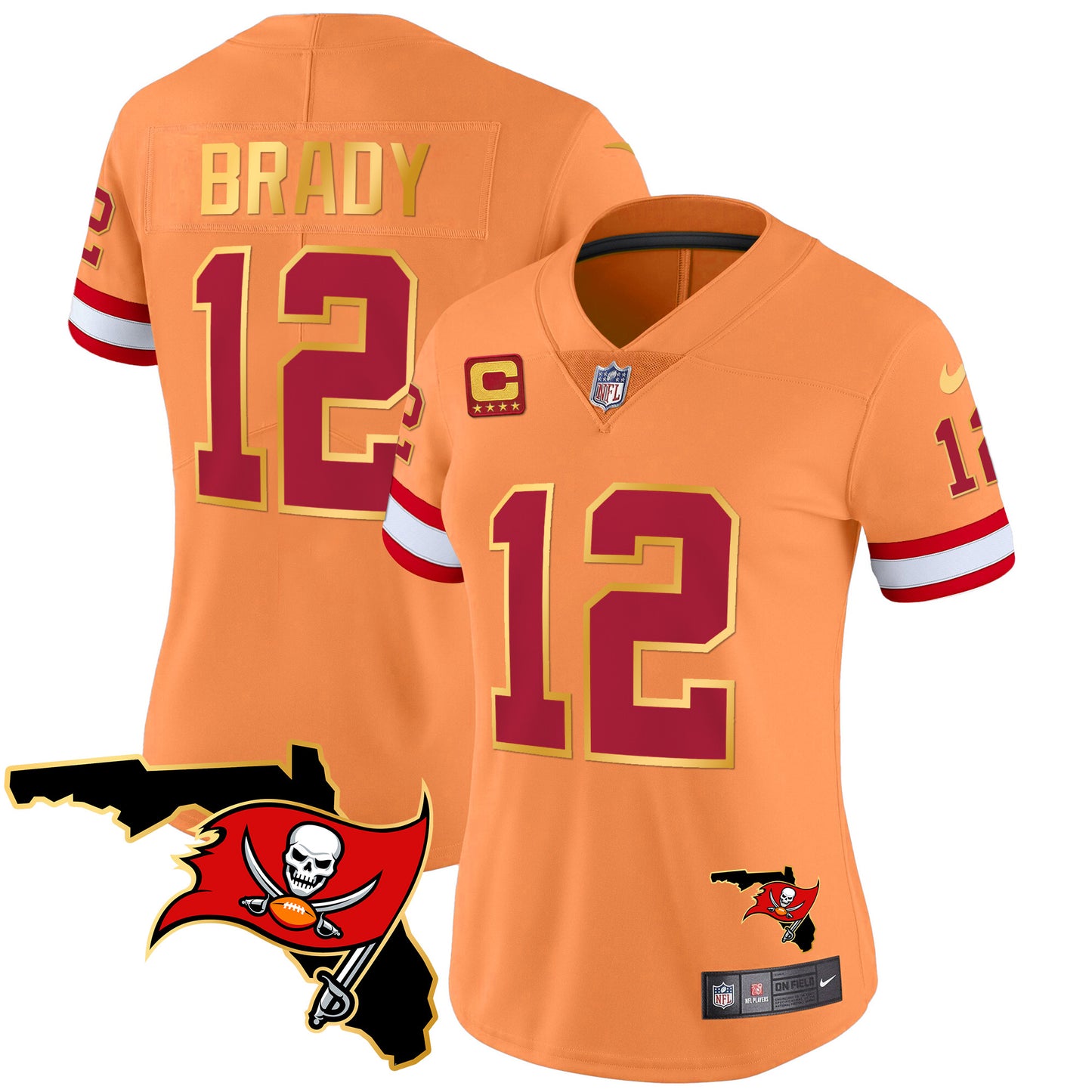 Women's Buccaneers Florida Patch Gold Trim Vapor Jersey - All Stitched