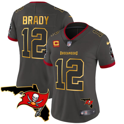 Women's Buccaneers Florida Patch Gold Trim Vapor Jersey - All Stitched