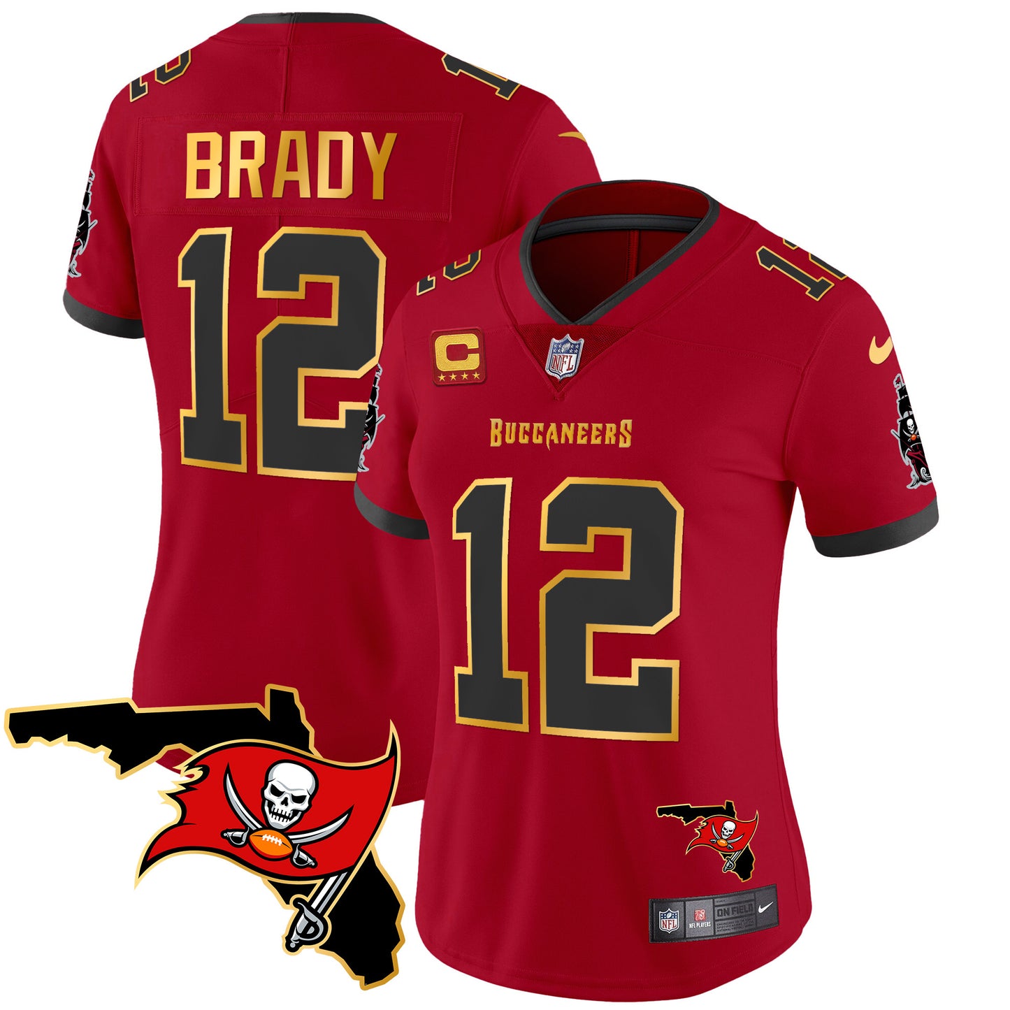 Women's Buccaneers Florida Patch Gold Trim Vapor Jersey - All Stitched