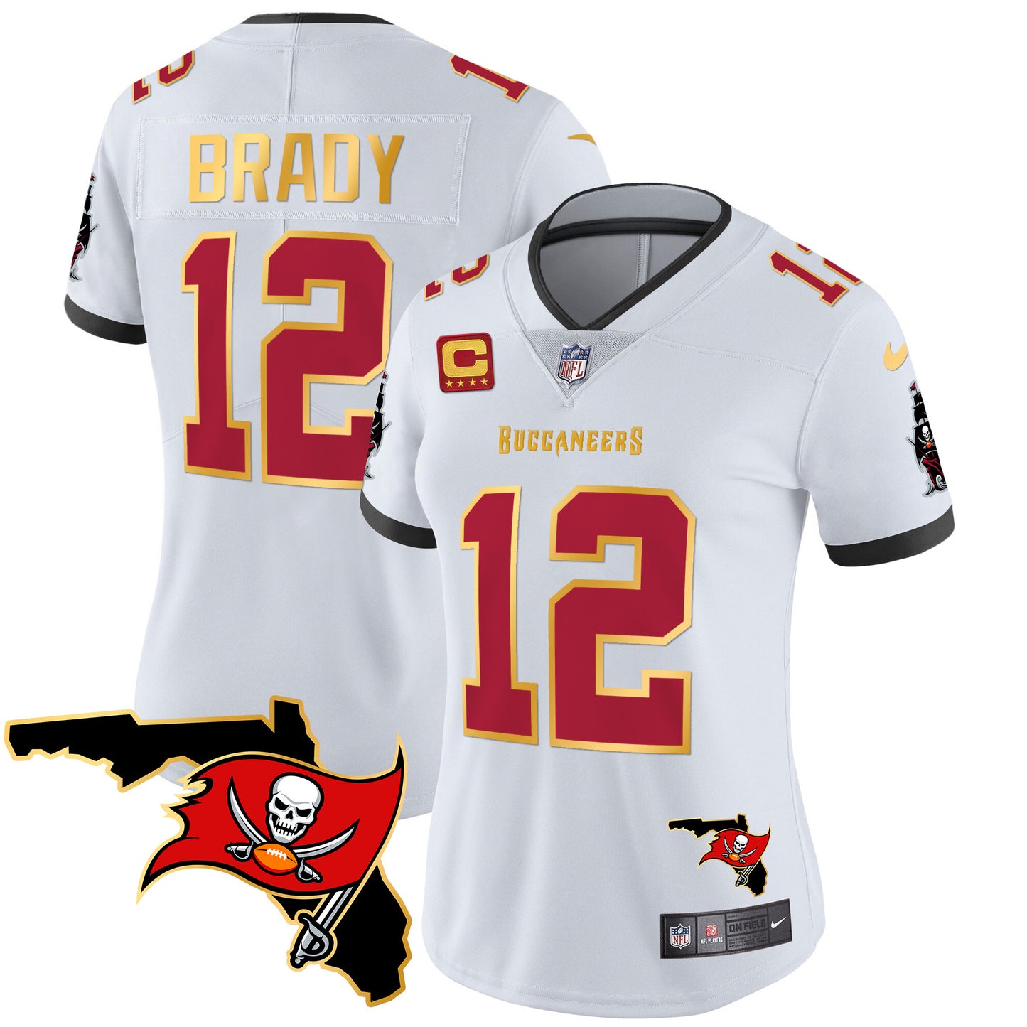 Women's Buccaneers Florida Patch Gold Trim Vapor Jersey - All Stitched