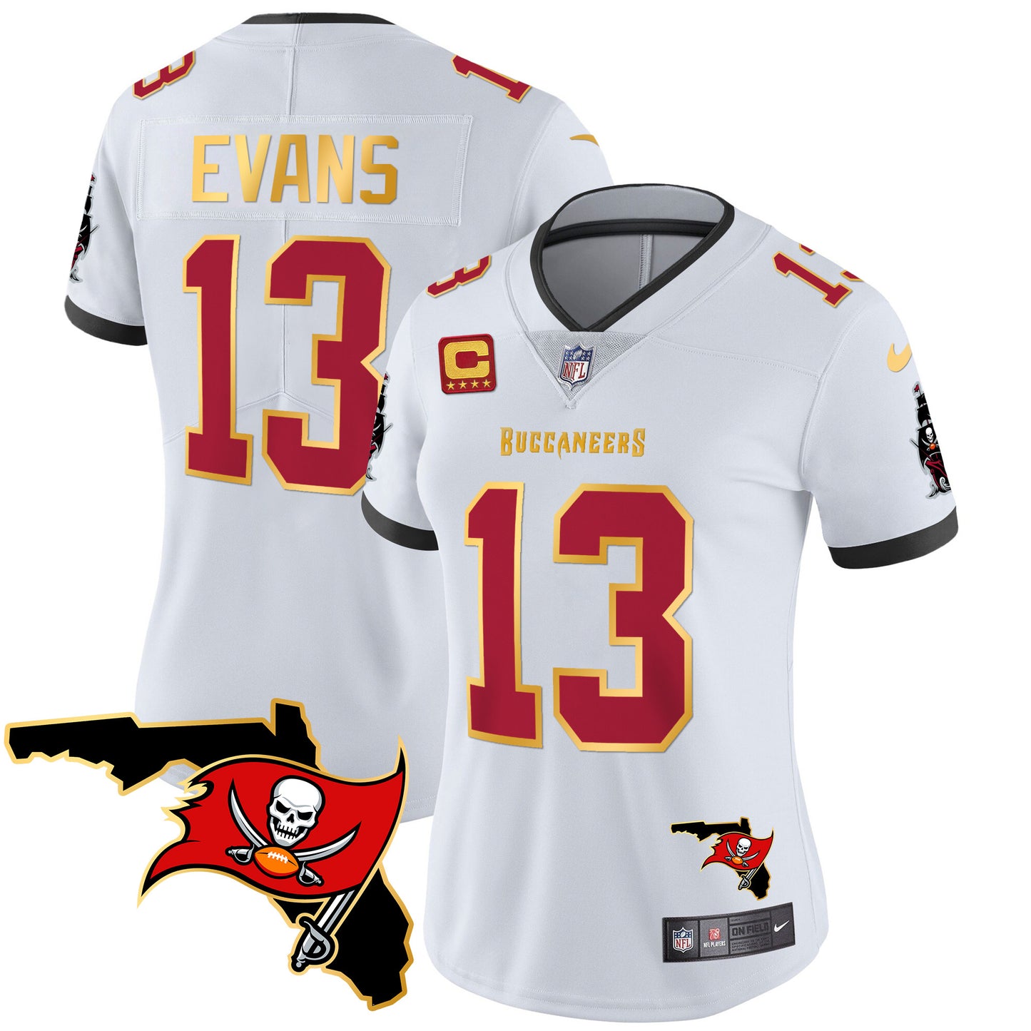 Women's Buccaneers Florida Patch Gold Trim Vapor Jersey - All Stitched