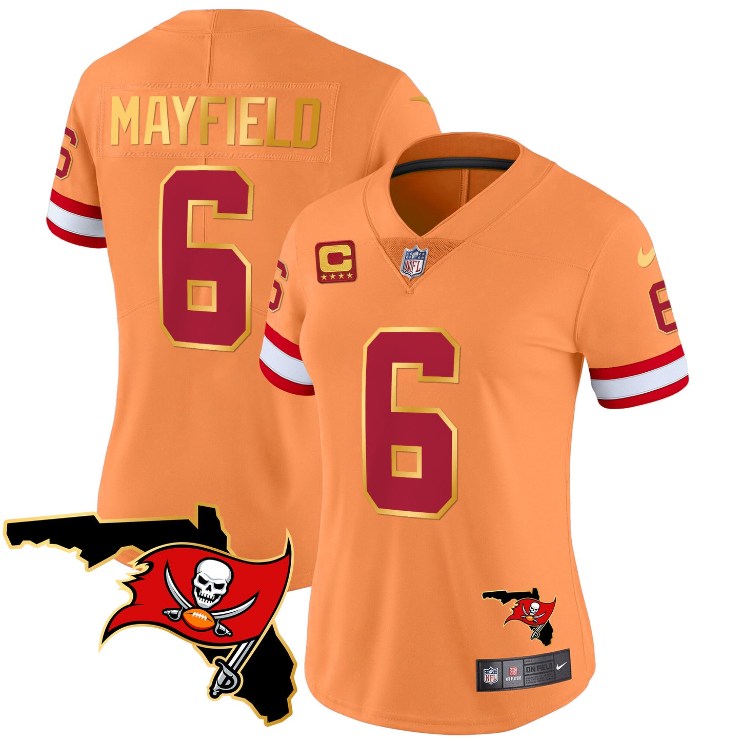 Women's Buccaneers Florida Patch Gold Trim Vapor Jersey - All Stitched