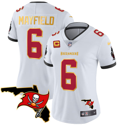 Women's Buccaneers Florida Patch Gold Trim Vapor Jersey - All Stitched