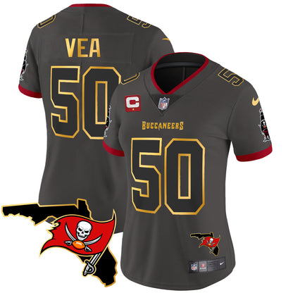 Women's Buccaneers Florida Patch Gold Trim Vapor Jersey - All Stitched