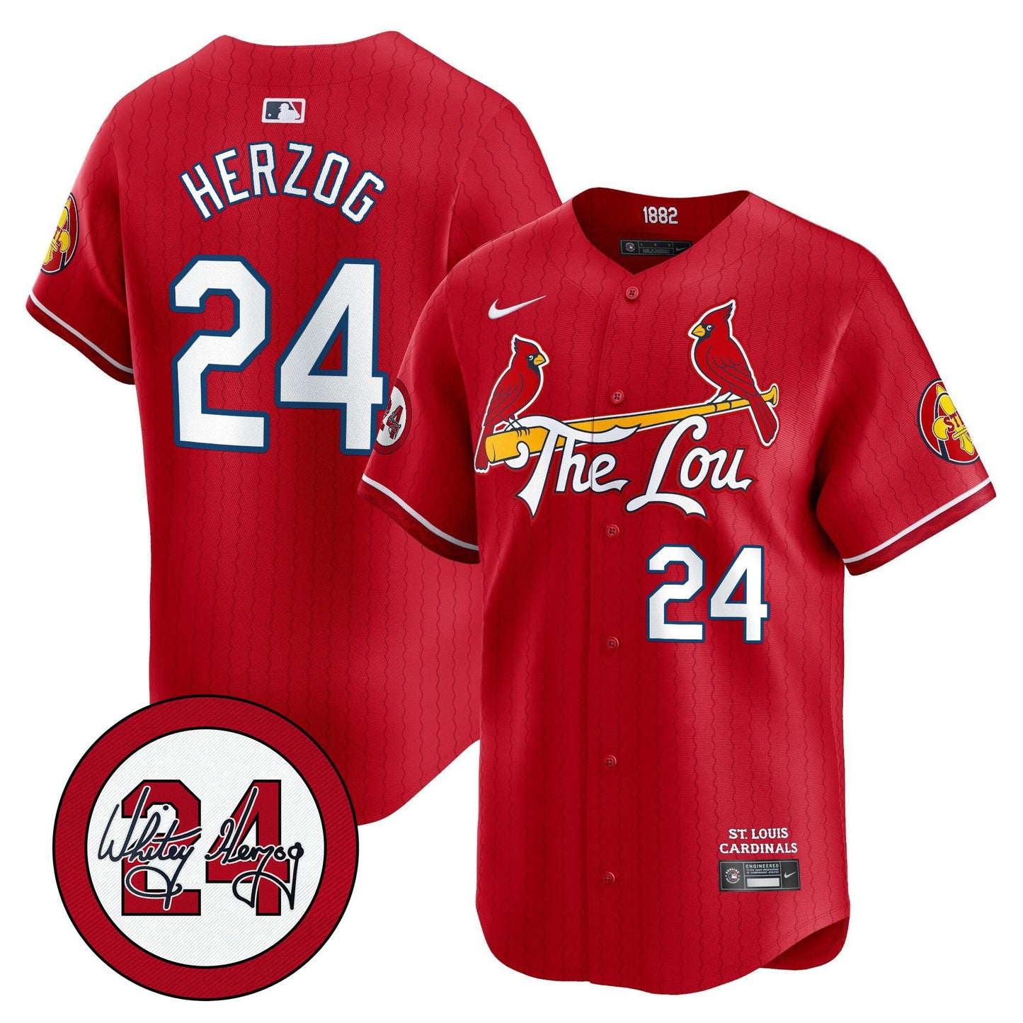 St. Louis Cardinals 2024 City Connect Whitey Herzog Patch Vapor Premier Limited Jersey - All Stitched