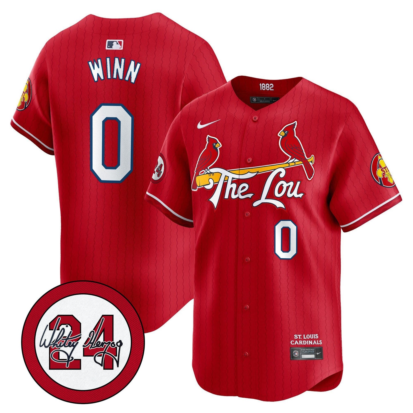 St. Louis Cardinals 2024 City Connect Whitey Herzog Patch Vapor Premier Limited Jersey - All Stitched