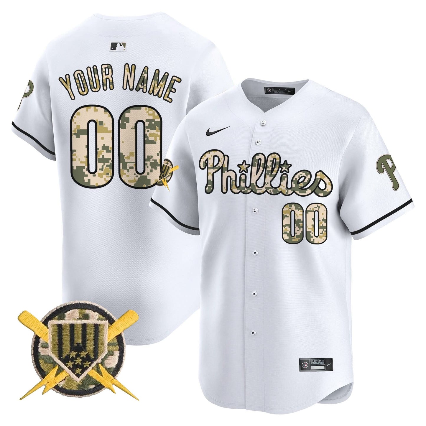 Phillies Armed Forces Day Vapor Premier Limited Custom Jersey - All Stitched