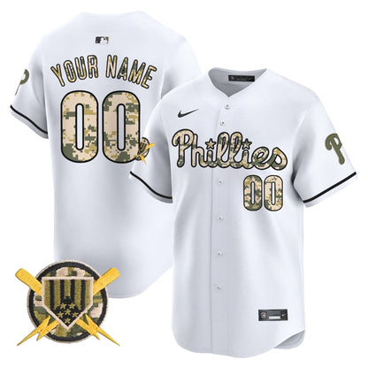 Phillies Armed Forces Day Vapor Premier Limited Custom Jersey - All Stitched