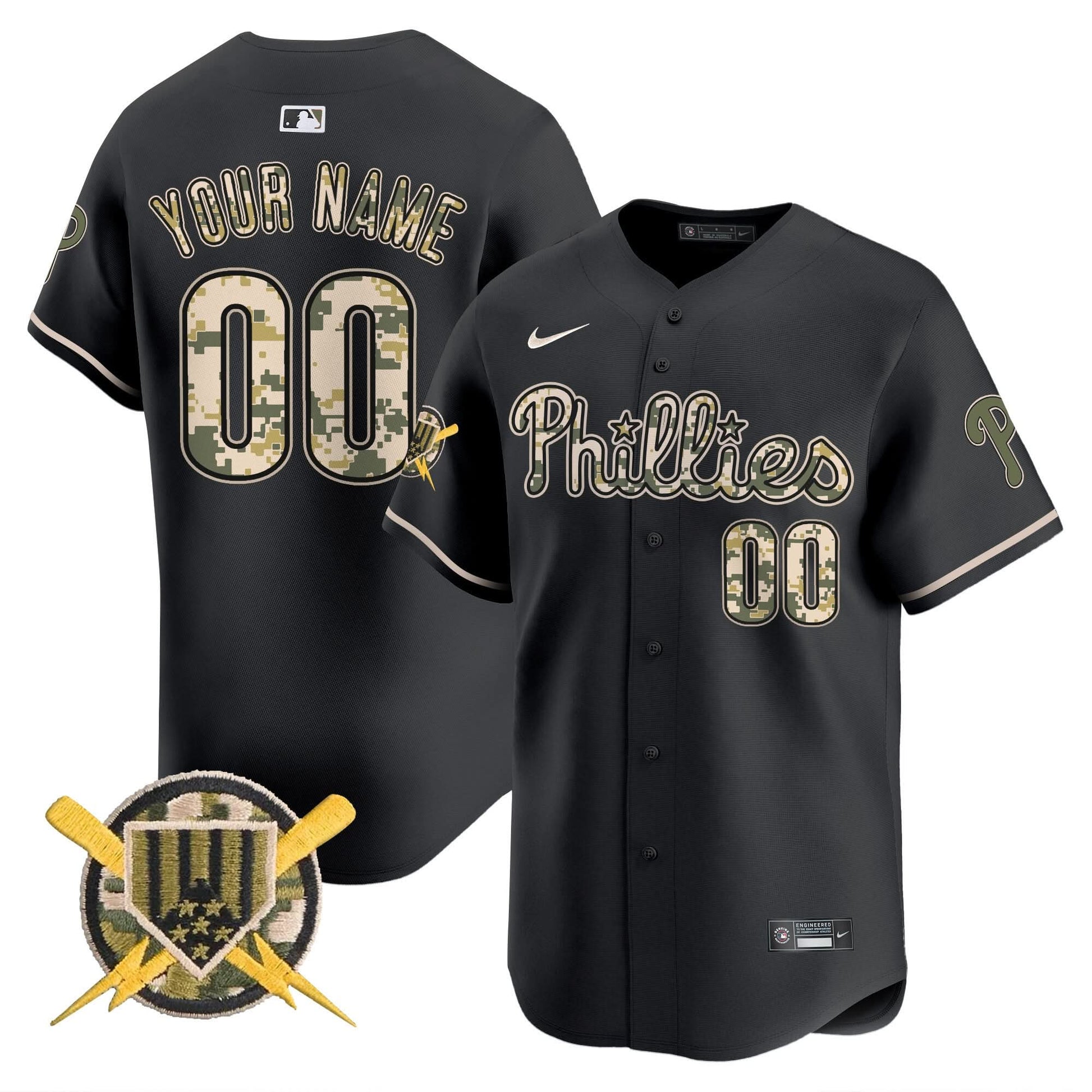 Phillies Armed Forces Day Vapor Premier Limited Custom Jersey - All Stitched