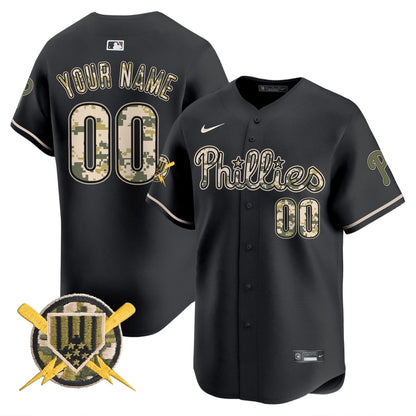 Phillies Armed Forces Day Vapor Premier Limited Custom Jersey - All Stitched