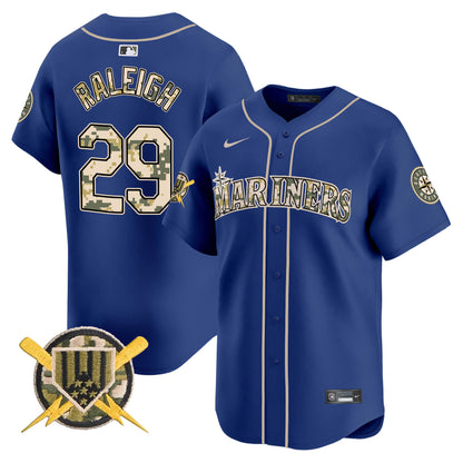 Seattle Mariners Armed Forces Day Vapor Premier Limited Jersey - All Stitched