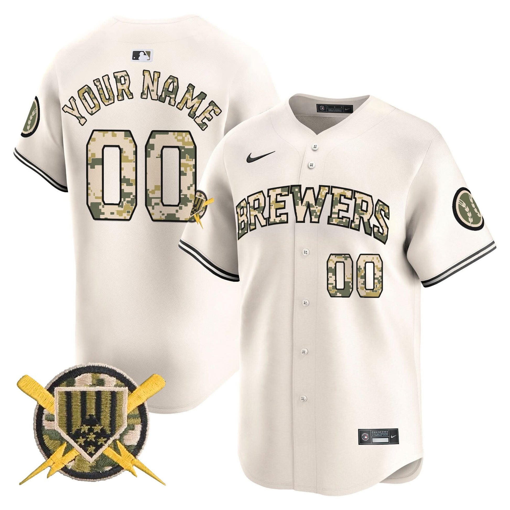 Milwaukee Brewers Armed Forces Day Vapor Premier Limited Custom Jersey - All Stitched