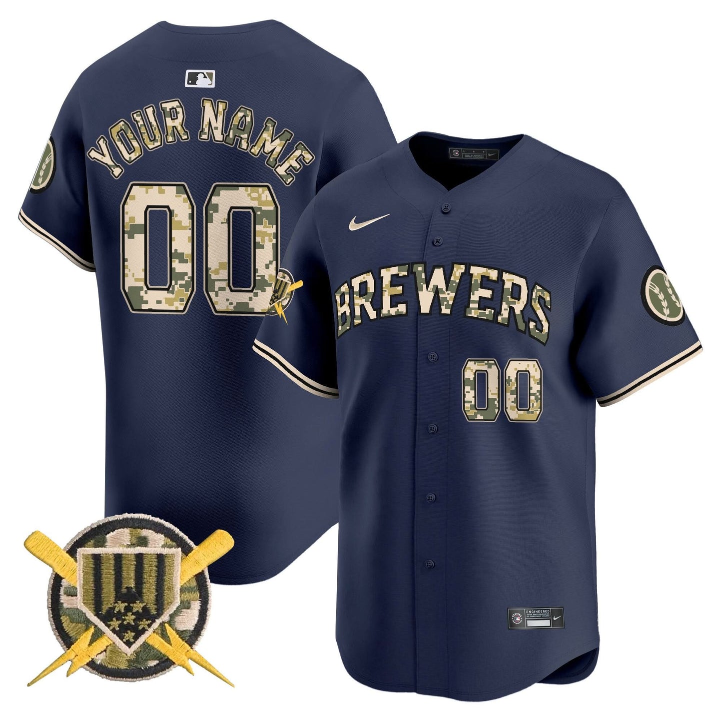 Milwaukee Brewers Armed Forces Day Vapor Premier Limited Custom Jersey - All Stitched