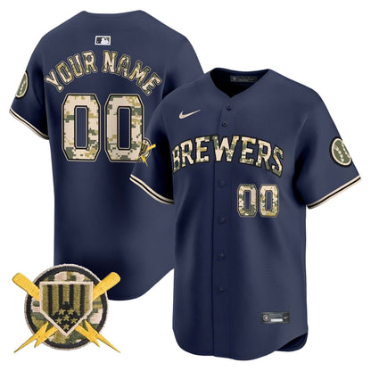 Milwaukee Brewers Armed Forces Day Vapor Premier Limited Custom Jersey - All Stitched