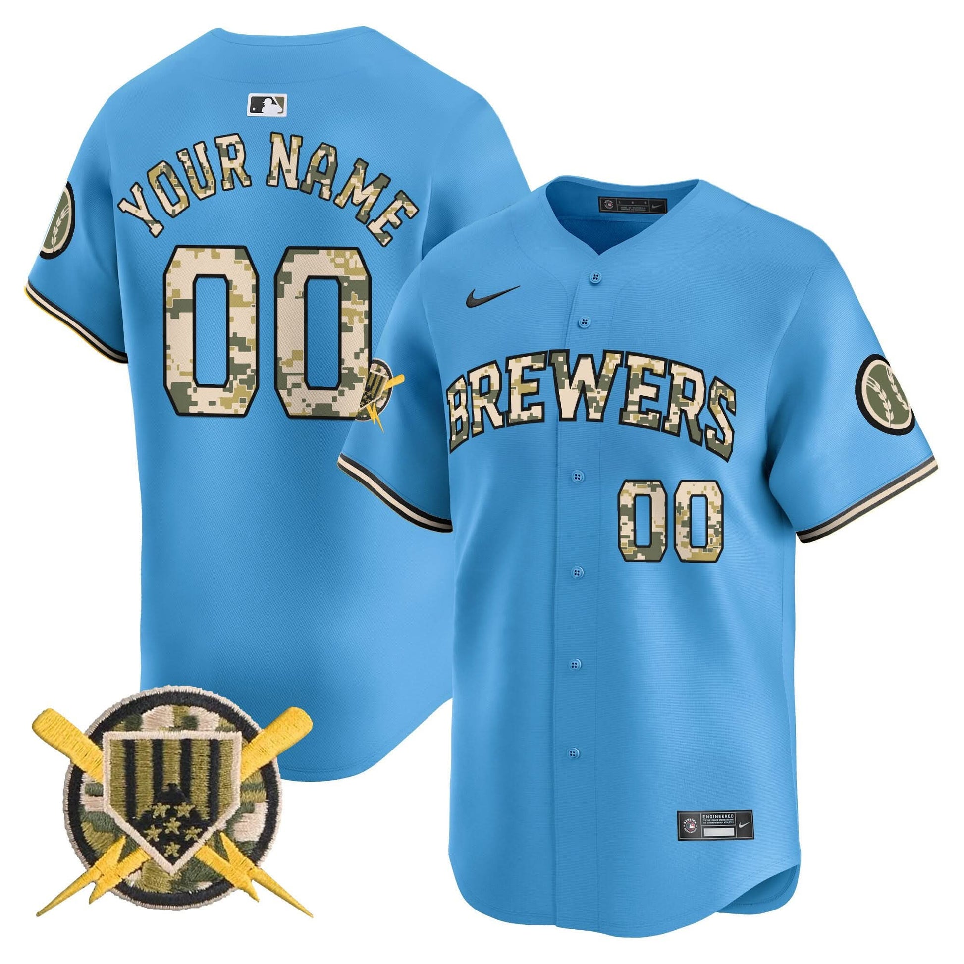 Milwaukee Brewers Armed Forces Day Vapor Premier Limited Custom Jersey - All Stitched
