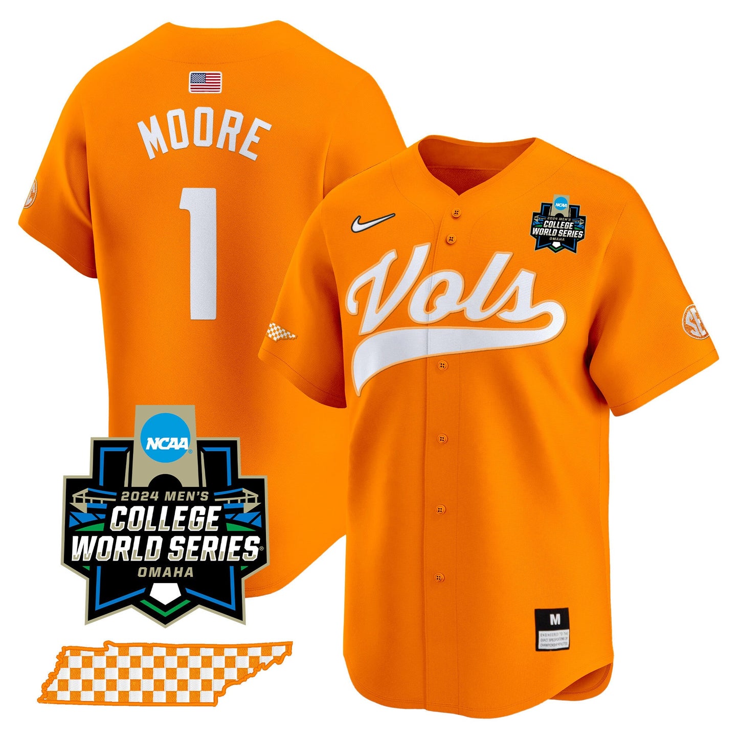 Tennessee 2024 College World Series Vapor Premier Limited Jersey V2 - All Stitched