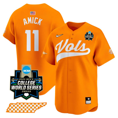 Tennessee 2024 College World Series Vapor Premier Limited Jersey V2 - All Stitched