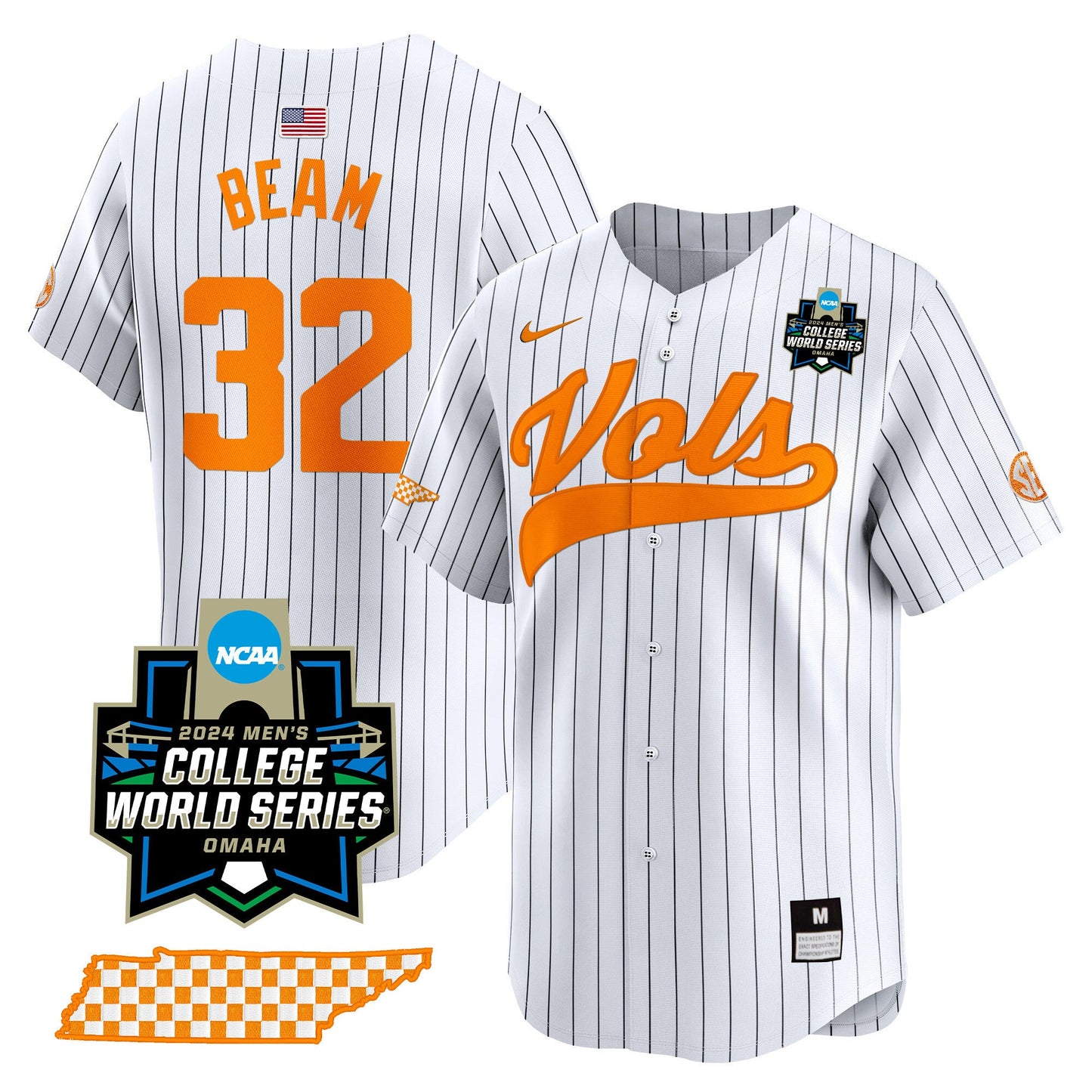 Tennessee 2024 College World Series Vapor Premier Limited Jersey V2 - All Stitched