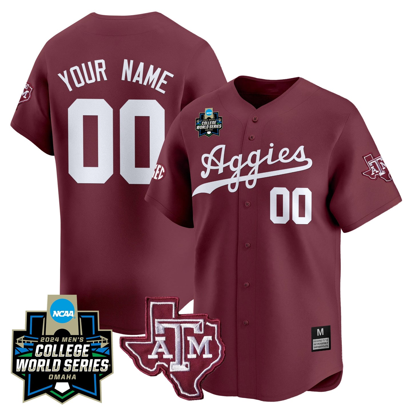 Texas A&M Aggies 2024 College World Series Vapor Premier Limited Custom Jersey - All Stitched