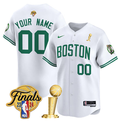 Boston Celtics 2024 Final & Champions Patch Baseball Custom Jersey - All Stitched