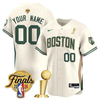 Boston Celtics 2024 Final & Champions Patch Baseball Custom Jersey - All Stitched