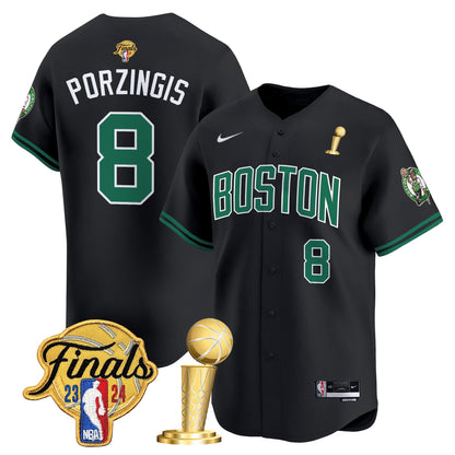 Boston Celtics 2024 Final & Champions Patch Baseball Jersey - All Stitched