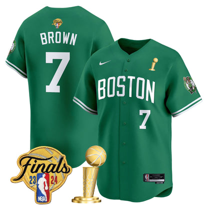 Boston Celtics 2024 Final & Champions Patch Baseball Jersey - All Stitched