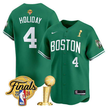 Boston Celtics 2024 Final & Champions Patch Baseball Jersey - All Stitched