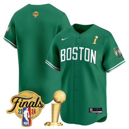 Boston Celtics 2024 Final & Champions Patch Baseball Jersey - All Stitched