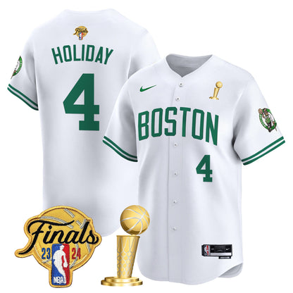 Boston Celtics 2024 Final & Champions Patch Baseball Jersey - All Stitched