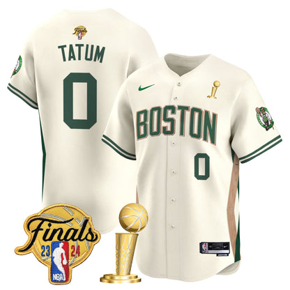 Boston Celtics 2024 Final & Champions Patch Baseball Jersey - All Stitched