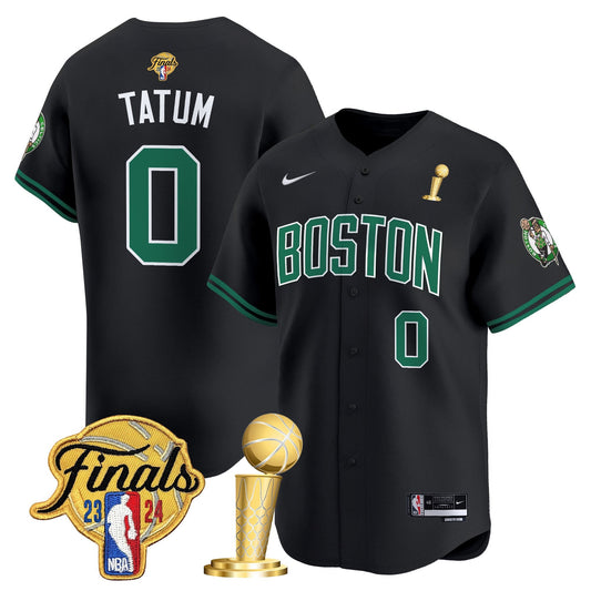 Boston Celtics 2024 Final & Champions Patch Baseball Jersey - All Stitched