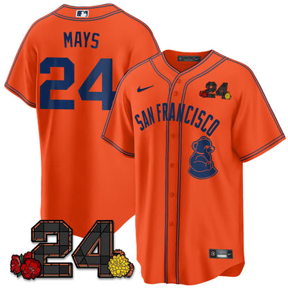 San Francisco Giants 2024 Willie Mays Patch Vapor Premier Limited Jersey V2 - All Stitched