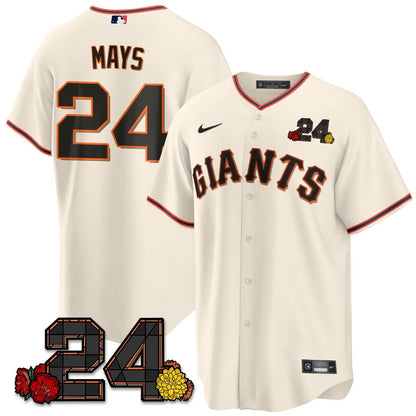 San Francisco Giants 2024 Willie Mays Patch Vapor Premier Limited Jersey V2 - All Stitched