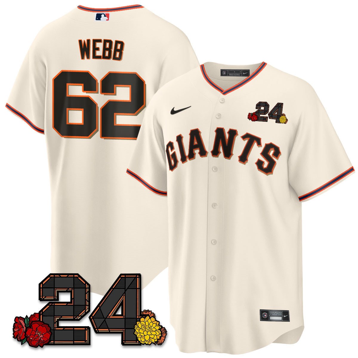 San Francisco Giants 2024 Willie Mays Patch Vapor Premier Limited Jersey V2 - All Stitched