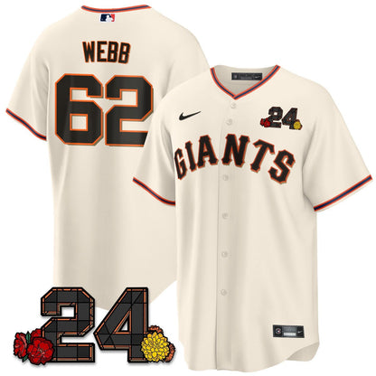 San Francisco Giants 2024 Willie Mays Patch Vapor Premier Limited Jersey V2 - All Stitched