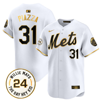 Mets Willie Mays Patch Vapor Premier Limited Jersey - All Stitched