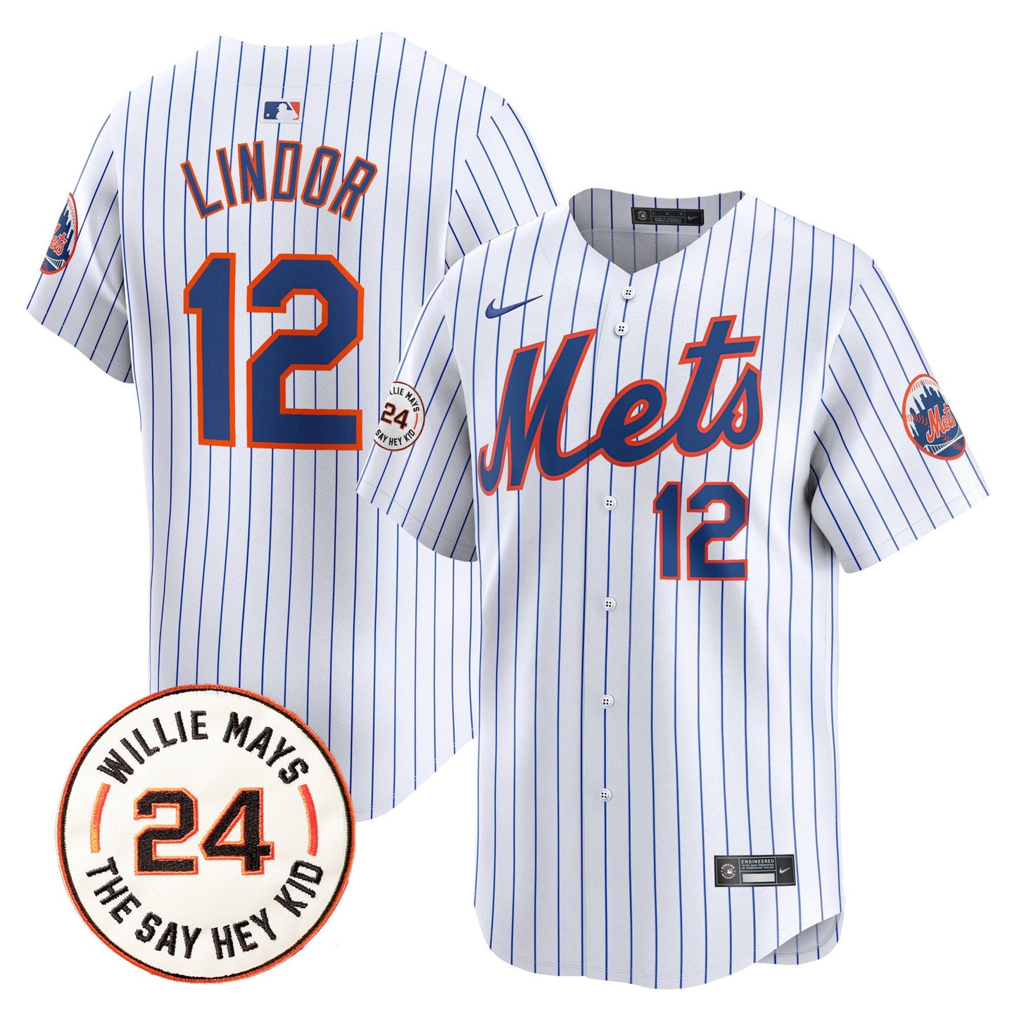 Mets Willie Mays Patch Vapor Premier Limited Jersey - All Stitched