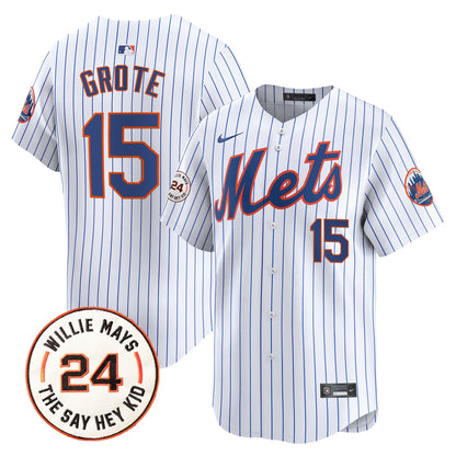 Men's Mets Willie Mays Patch Vapor Premier Limited Jersey - All Stitched
