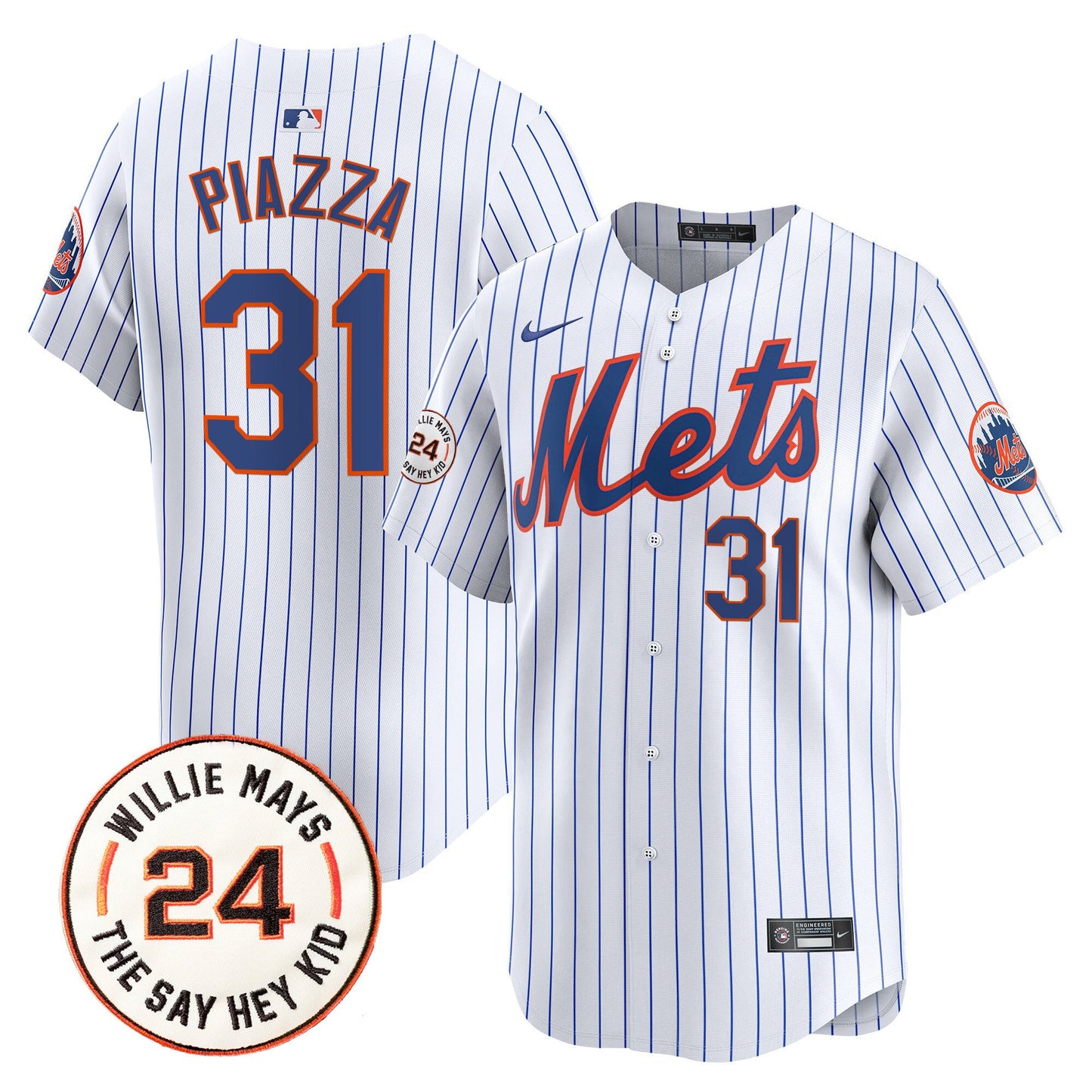 Mets Willie Mays Patch Vapor Premier Limited Jersey - All Stitched