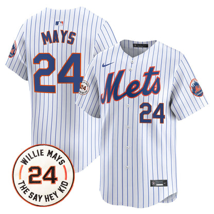 Mets Willie Mays Patch Vapor Premier Limited Jersey - All Stitched