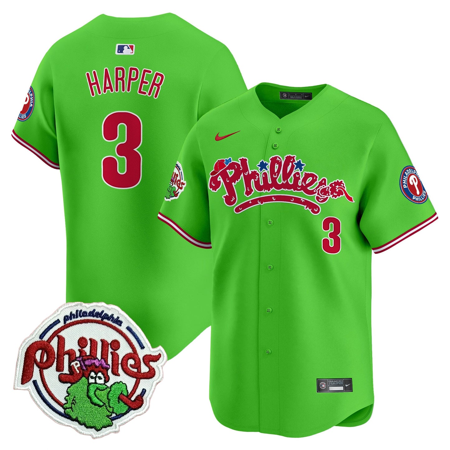 Phillies Phanatic Patch Vapor Premier Limited Jersey V2 - All Stitched