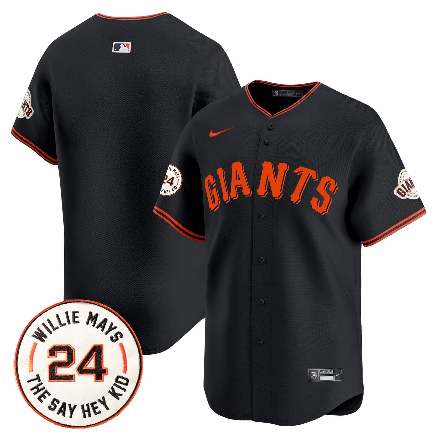 San Francisco Giants 2024 Willie Mays Patch Vapor Premier Limited Jersey - All Stitched