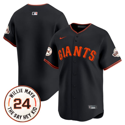 San Francisco Giants 2024 Willie Mays Patch Vapor Premier Limited Jersey - All Stitched