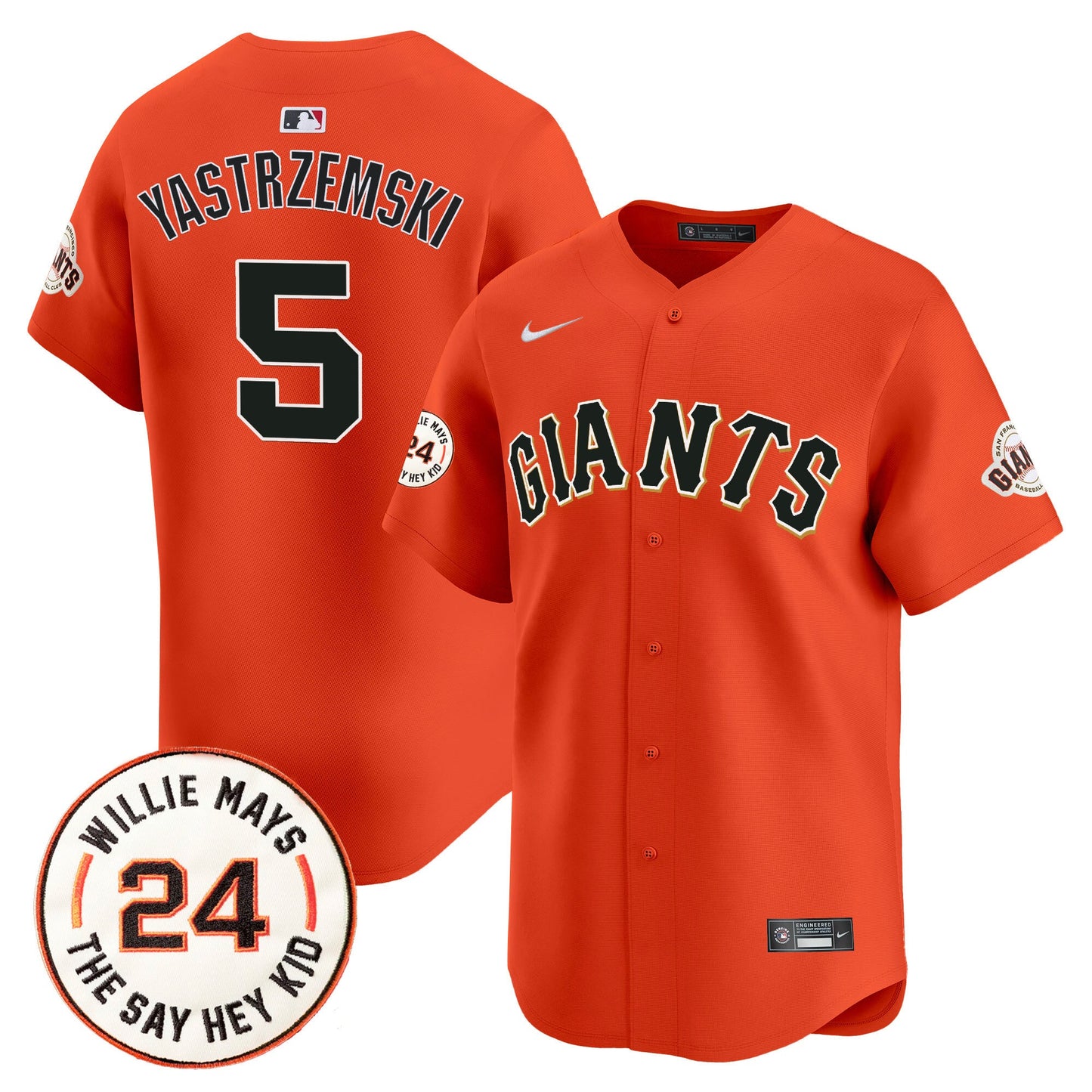 San Francisco Giants 2024 Willie Mays Patch Vapor Premier Limited Jersey - All Stitched