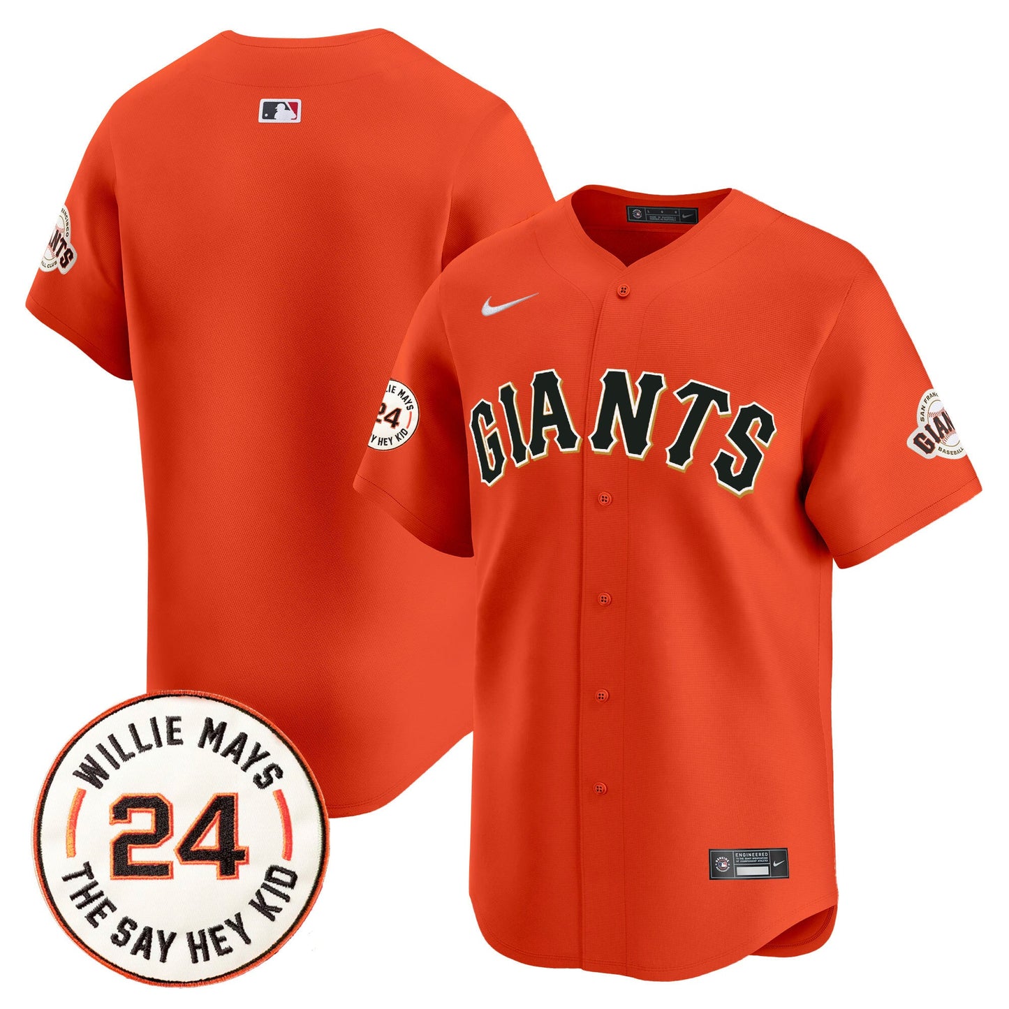 San Francisco Giants 2024 Willie Mays Patch Vapor Premier Limited Jersey - All Stitched