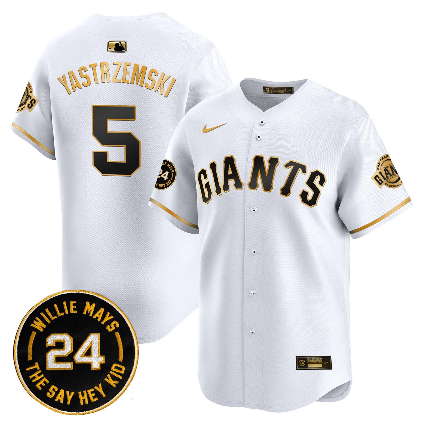 San Francisco Giants 2024 Willie Mays Patch Vapor Premier Limited Jersey - All Stitched