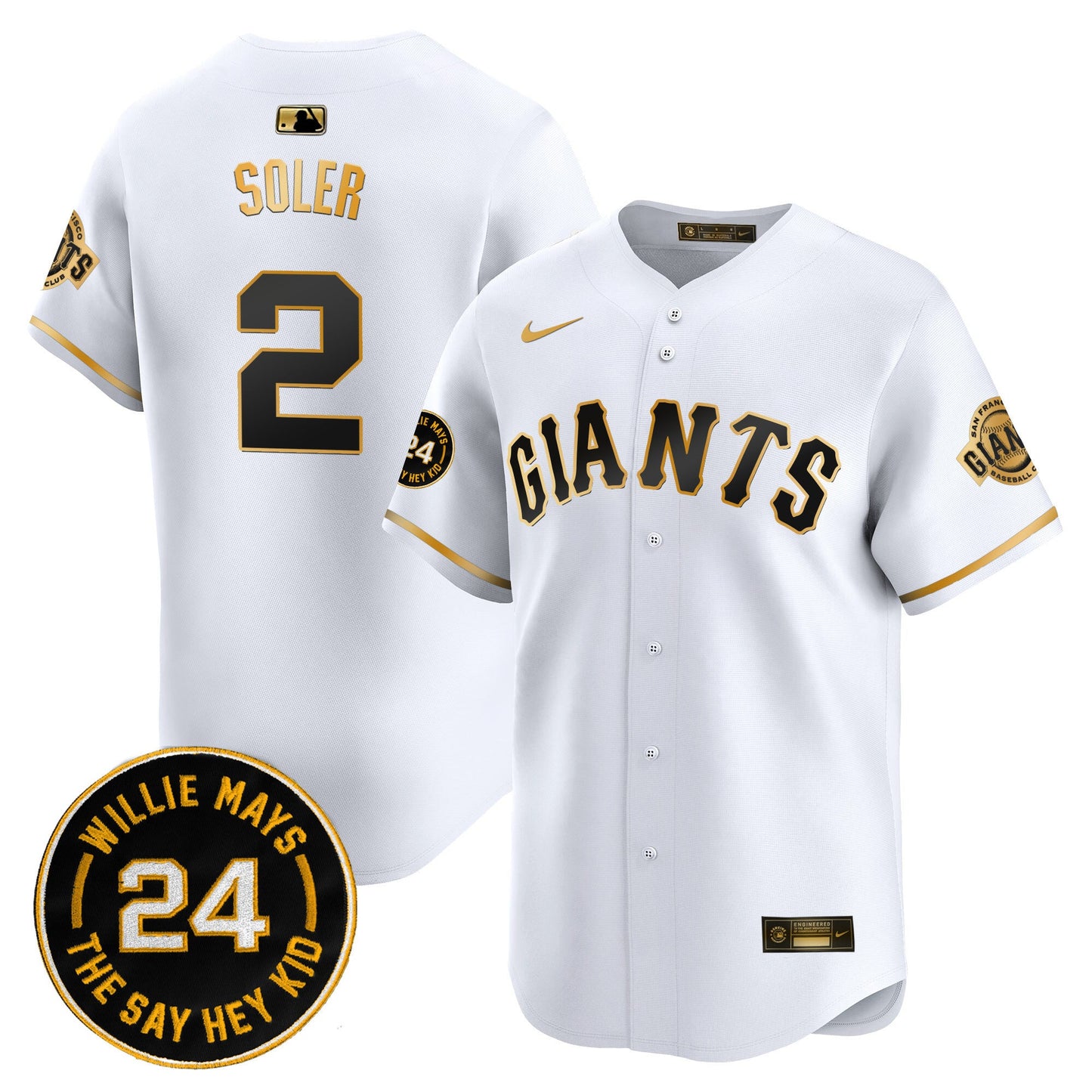 San Francisco Giants 2024 Willie Mays Patch Vapor Premier Limited Jersey - All Stitched