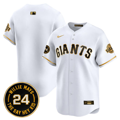 San Francisco Giants 2024 Willie Mays Patch Vapor Premier Limited Jersey - All Stitched